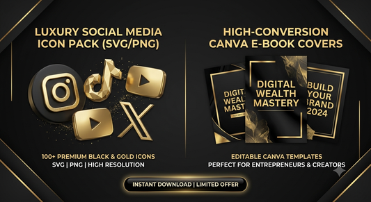 حزمة أيقونات ذهبية ثلاثية الأبعاد (SVG) | Premium 3D Gold Icons Pack